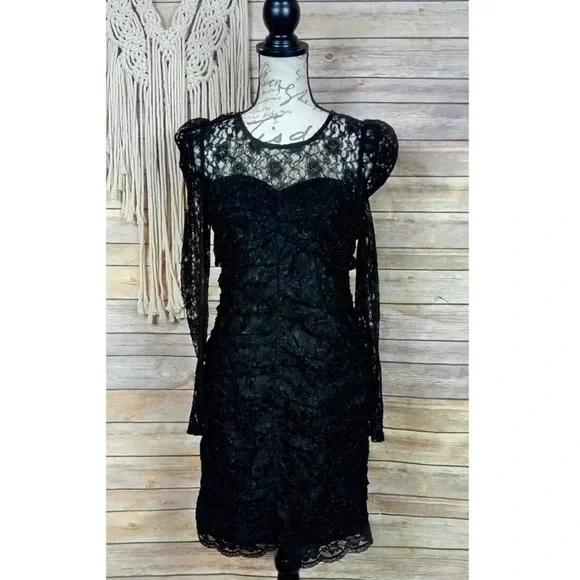 Miss Me | Dresses | Miss Me Long Sleeve Lace Ruched Bodycon Dress | Poshmark